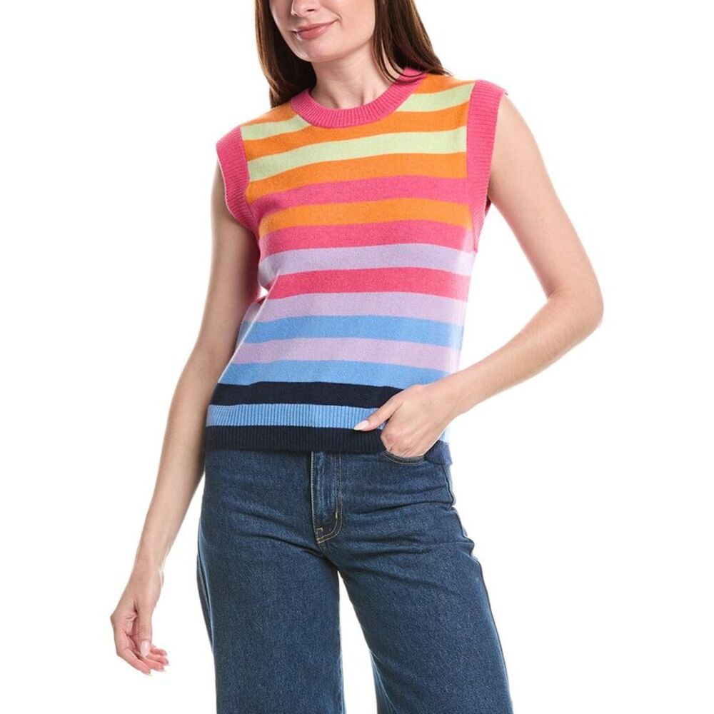 &Isla Womens  Kacey Stripe Cashmere Top, Pink